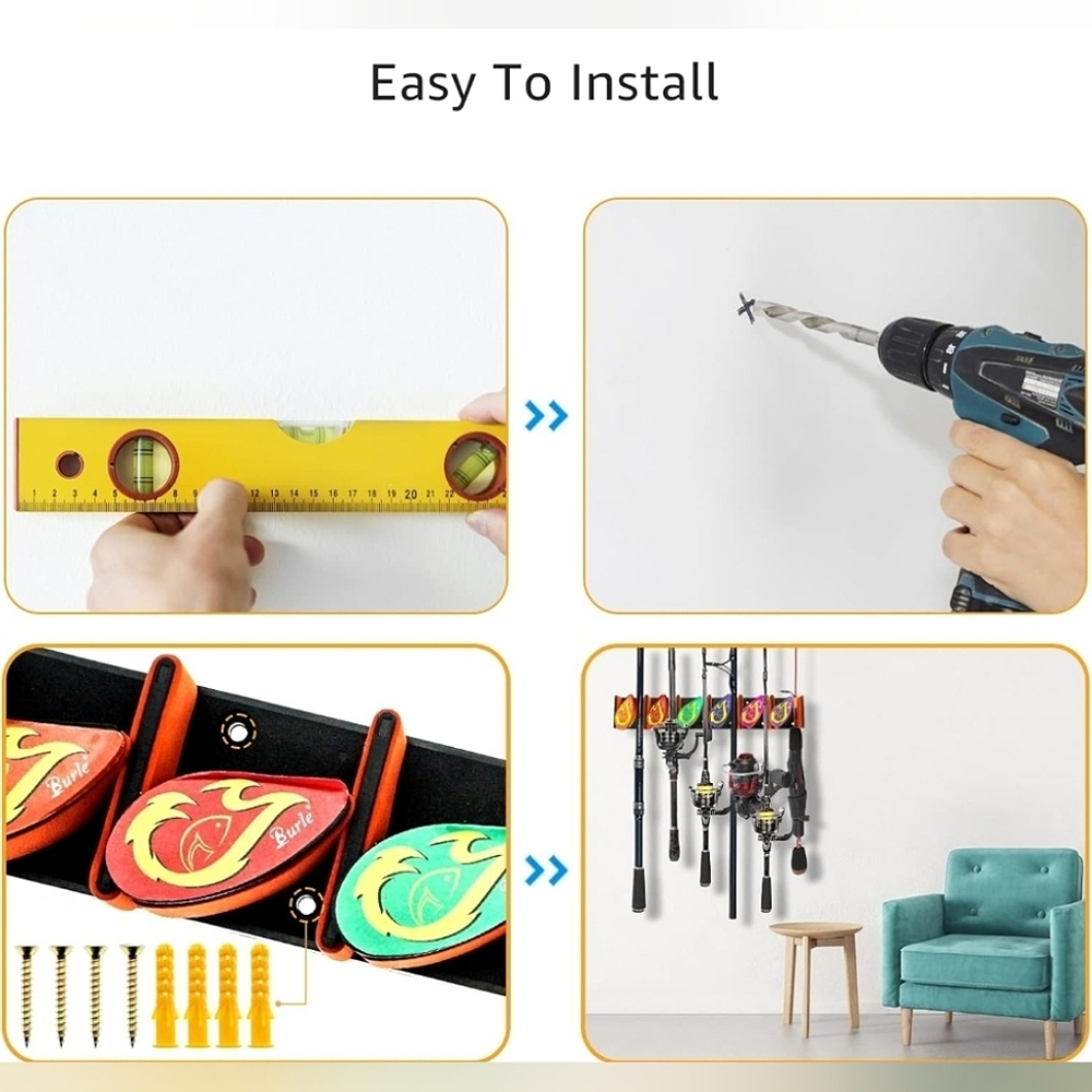 Adjustable Wall-Mounted Fishing Rod Rack - Picture 6 of 7